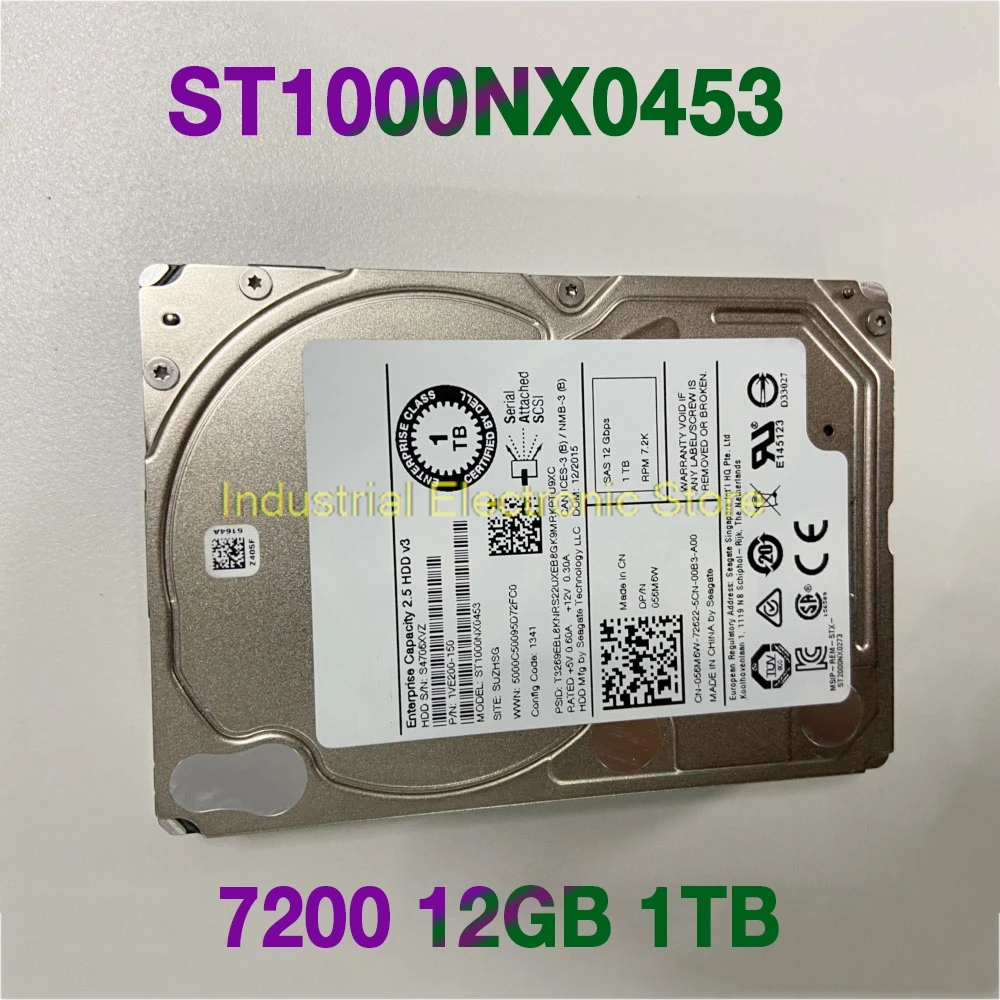 1TB For DELL Server Hard Disk 7200 12GB/ ST1000NX0453 PN: 056M6W 0D4N7V SAS