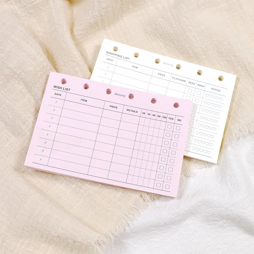 A7 M5 Shopping Wish List Loose Leaf Refill Pages Practical Rating Detail Record Inner Paper Home Office Planner Stationery