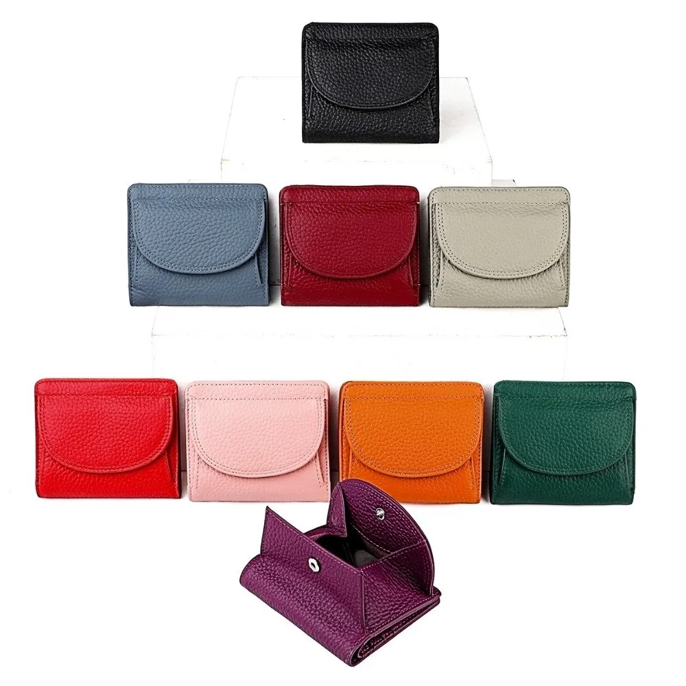 Luxury Folding Genuine Leather Purse Large Capacity Portable Clutch Cowhide Wallet RFID Protection Retro Card Holder Organizer