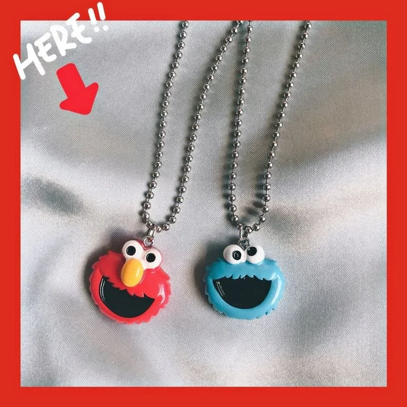 Hasbro-collar de personaje de película de Anime de Barrio Sésamo, ELMO, monstruo de las galletas, personalizado, creativo, lindo colgante de muñeca Kawaii