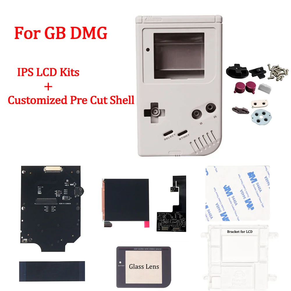 GB Màn Hình IPS LCD Bộ Dụng Cụ Với IPS Tùy Chỉnh Nhà Ở Vỏ Cho GameBoy GB DMG 36 Retro Màu Sắc Ánh Sáng Cao Đèn Nền có Vỏ Ốp Lưng