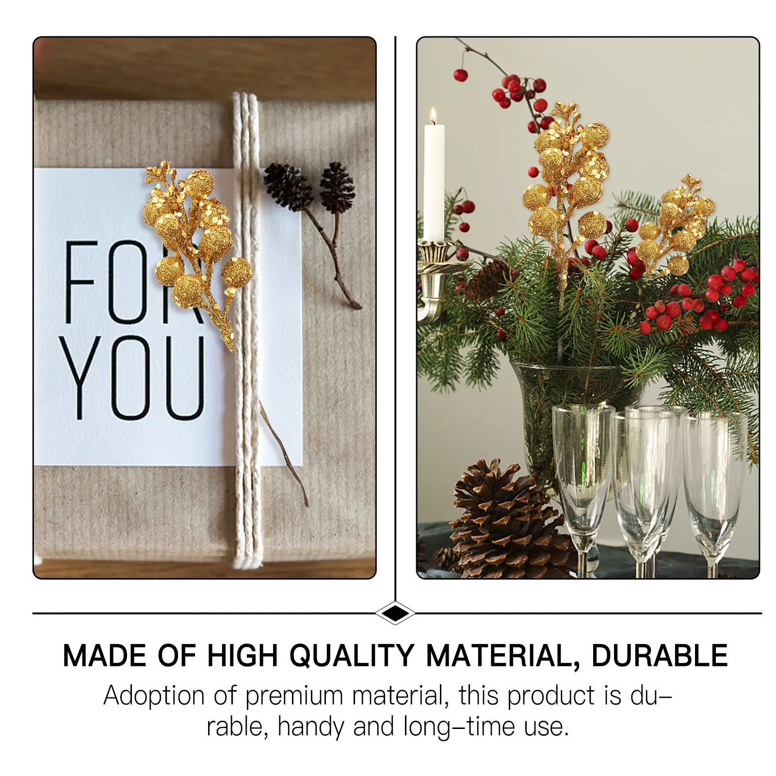 

5Pcs Xmas Ornament Simulation Fruit Branches Christmas Adornment Tree Decoration Party Prop Simulation Fruit Christmas Adornment