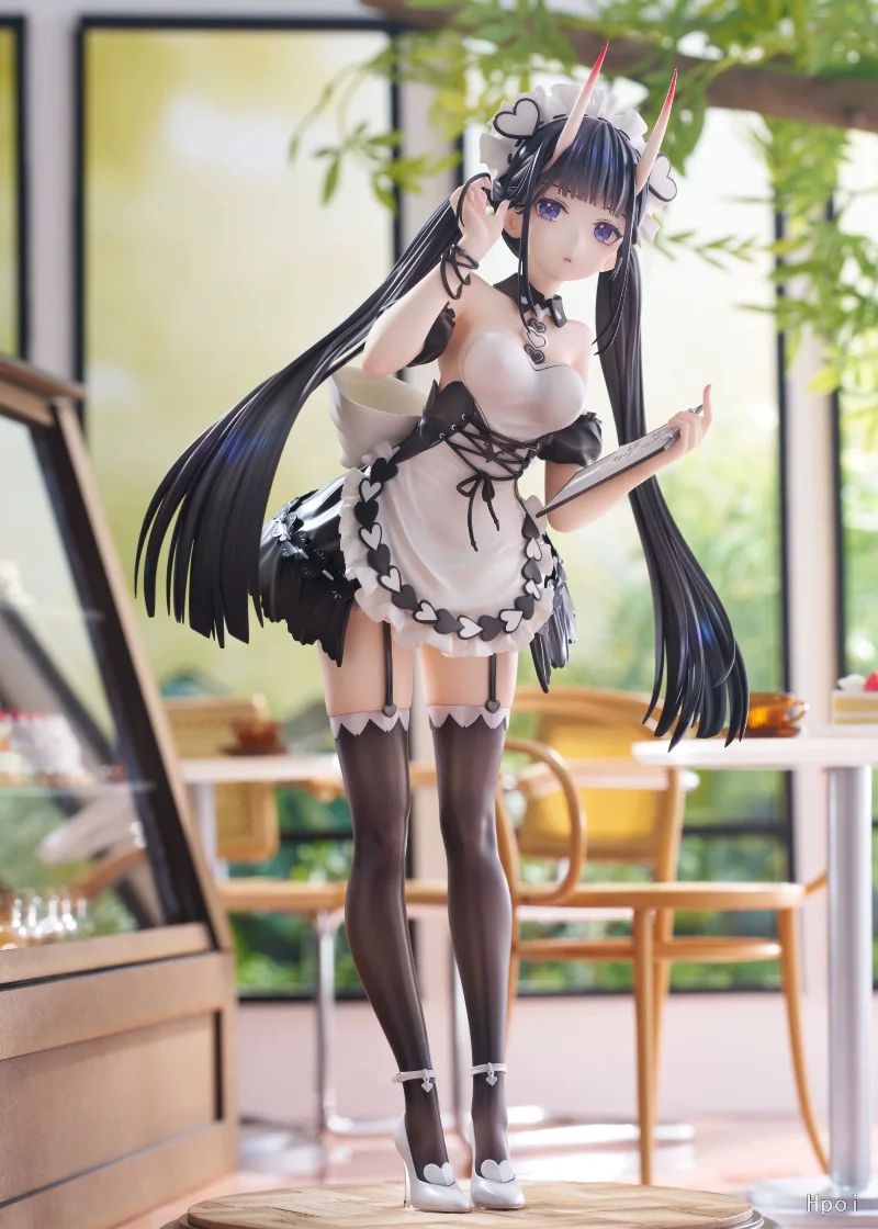 

Ready Ship Black White Heart Lace Maid Outfit Decor Statue Garter Stockings Tabletop Aesthetic Display Craft