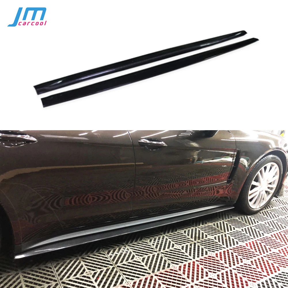 

2Pcs Real Carbon Fiber Side Skirts Aprons For Porsche Panamera 971 2017 2018 2019 Door Bumper Lip Cover Protector FRP