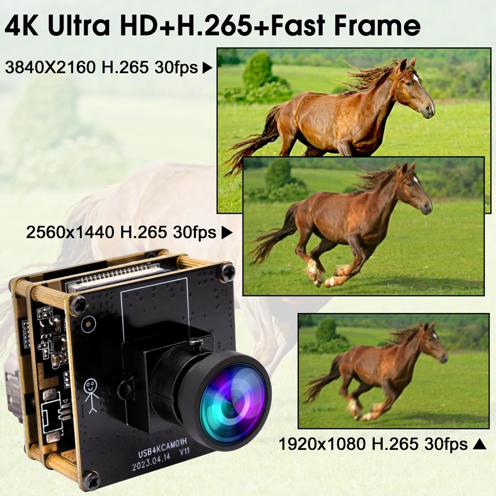 ELP 4K HDMI USB Camera Module 3840x2160P 30fps H264/H265 Industrial CNC Camera with No Distrotion Lens for 3D Printer