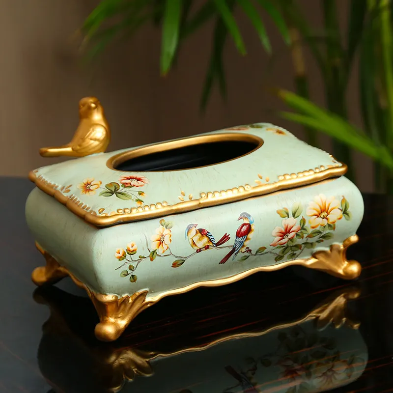 Retro Living Room Dining Table Tissue Box Ornament Creative Home Coffee Table Ceramic Paper Box