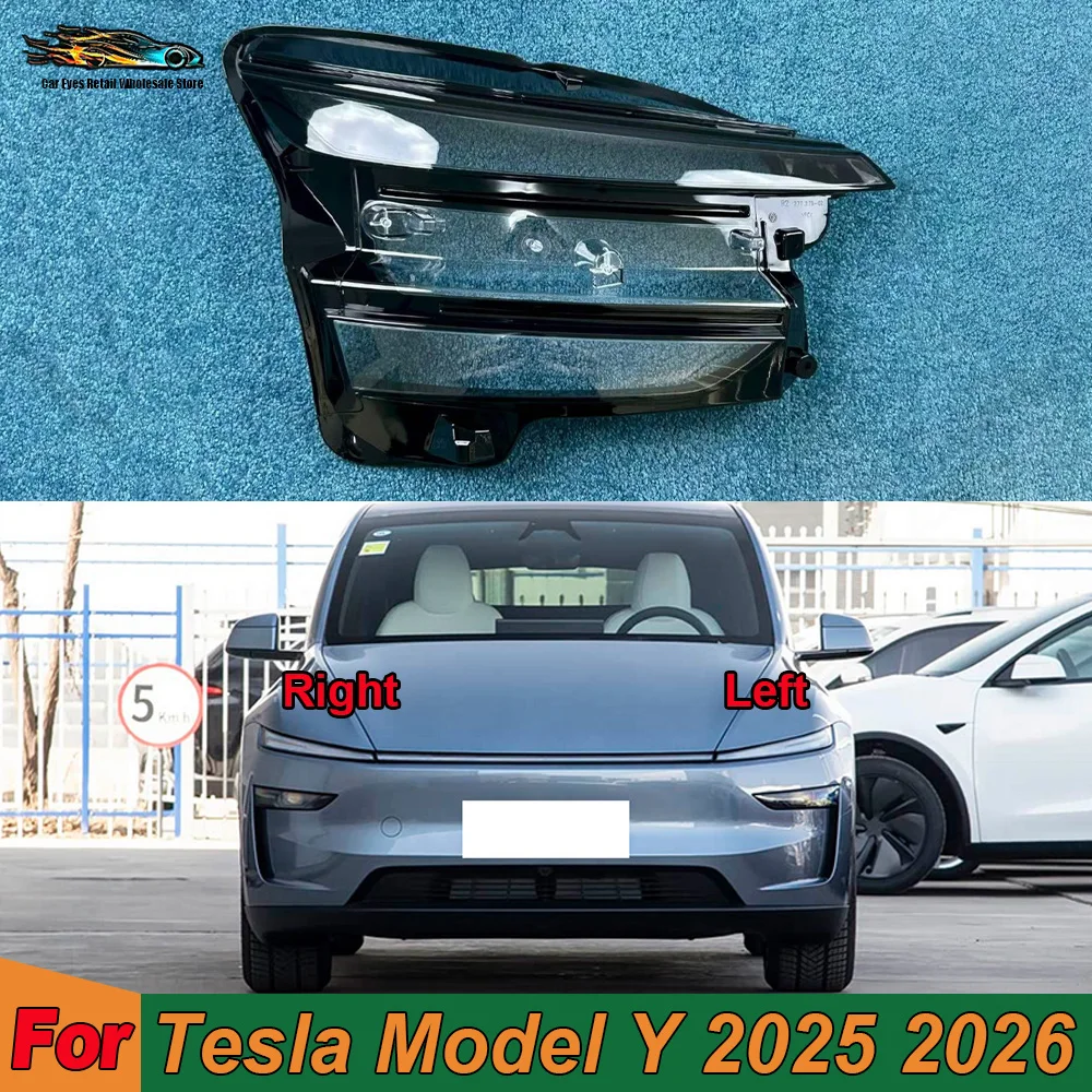 

For Tesla Model Y 2025 2026 Front Headlamp Cover Transparent Mask Lamp Shade Headlight Shell Lens Replace The Original Lampshade