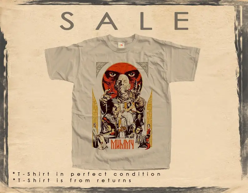 SALE Vintage TShirt 102 The Mummy Size 3XL KHAKI color Men Woman Unisex T-Shirt Digital Print Sizes