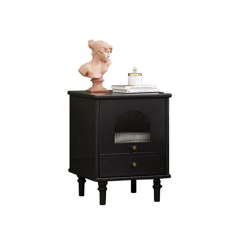 

French retro solid wood bedside table, bedroom storage, home locker, small medieval light luxury bedside tab