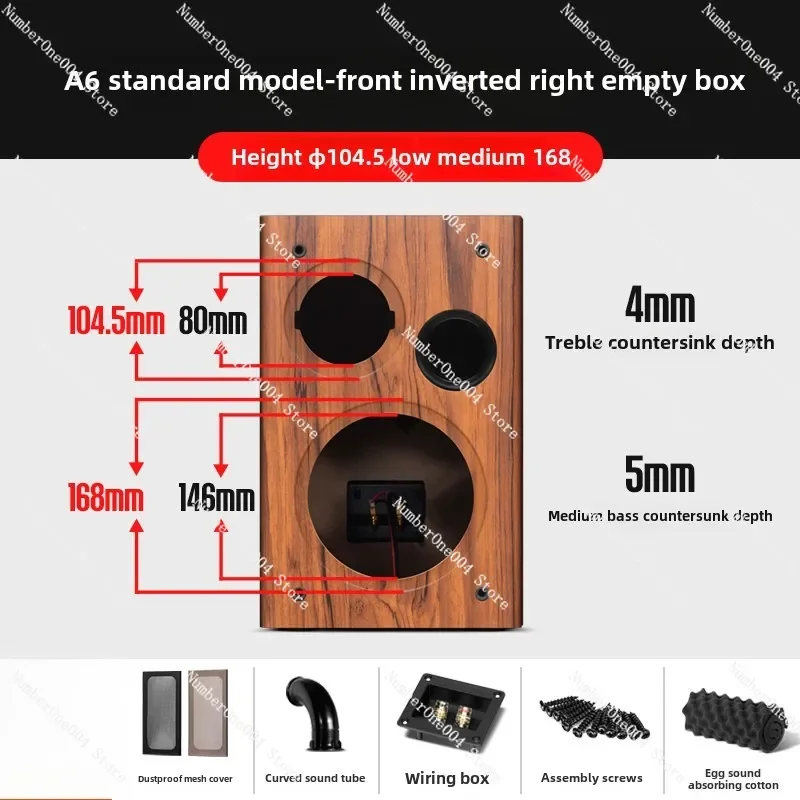 Dotyczy 6,5-calowego głośnika półkowego z pustym korpusem, dwukierunkowym pasywnym dźwiękiem klasy gorączki z drewnianą powłoką A6