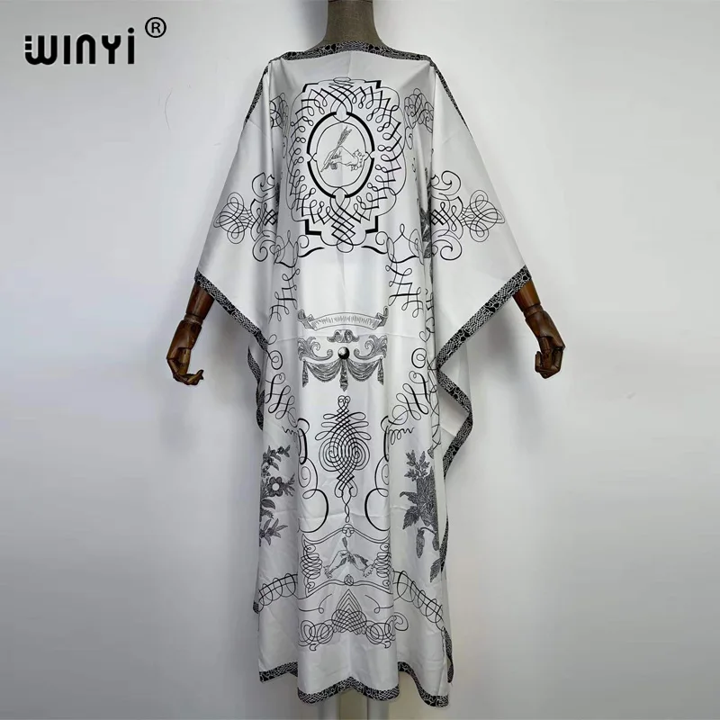 2022 WINYI boho Dress Print Bohemia Hijab Loose elegante musulmano Abaya Bazin Robe Gown Broder Riche Sexy Lady Party maxi beach