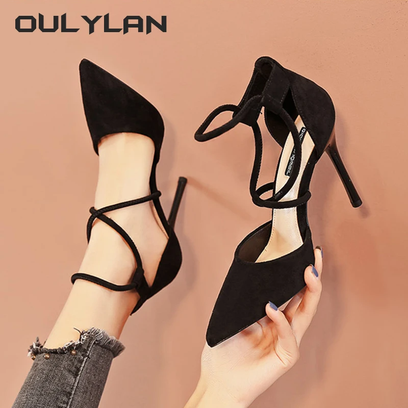 Oulylan NEW Four Seasons Women's Suede High Heels 2024New Pointed Stiletto Fashion Sexy Black Wedding Shoes Nude Bridal Shoes