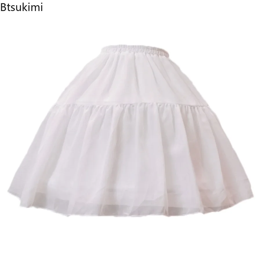2025 Women's Lolita Crinoline Petticoat Short Fluffy Skirt Star Moon Tassel Adjustable Fishbone Crinoline for Wedding Bridal