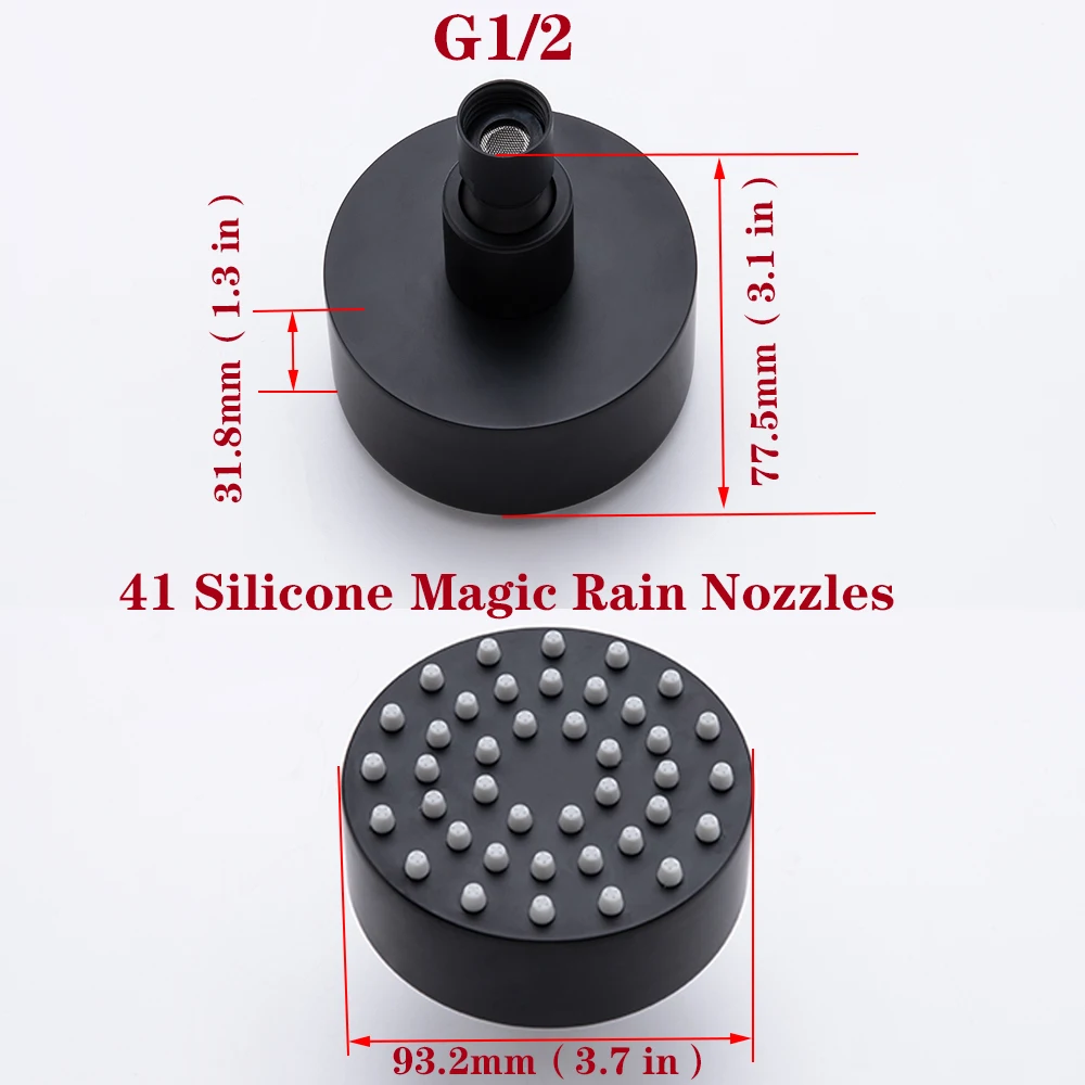 Bathroom Solid Stainless Steel High Pressure Small Matte Black Rain Shower Head Wall Mounted Adjustable Bath Top Spray Shower