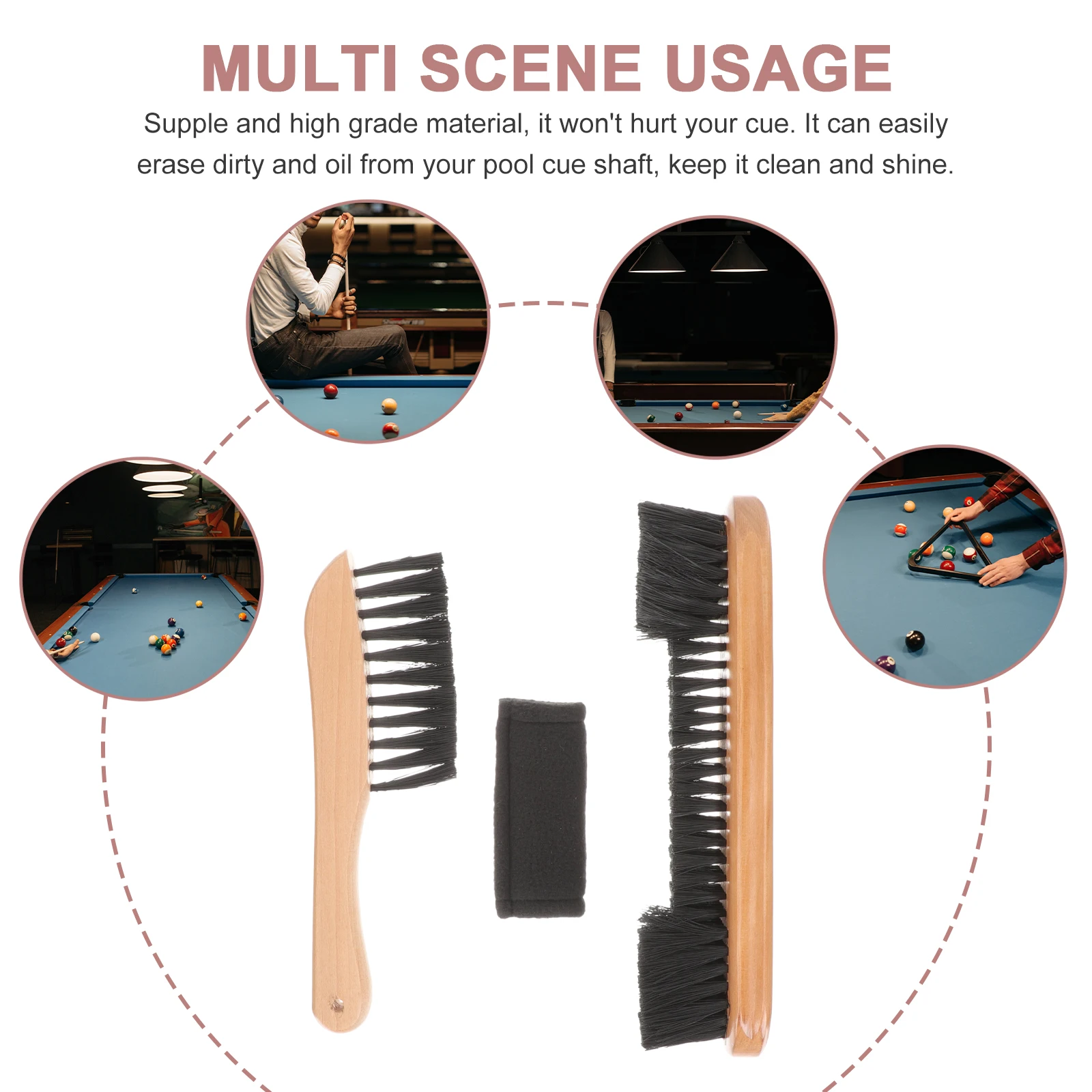 

105 Inch Billiard Cue Cleaning Kit Pool Table Brush Cloth for Cues Shaft Maintenance Lightweight Portable Snooker Accessories