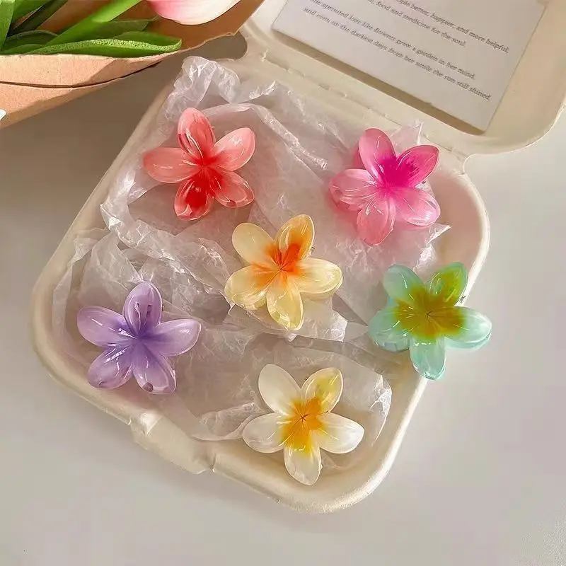 New 1Piece Gradient Flower Hair Accessories Set, Beach Style Hairpins, Flower Claw Clips, Summer Flower Hairpins, Hawaiian Style