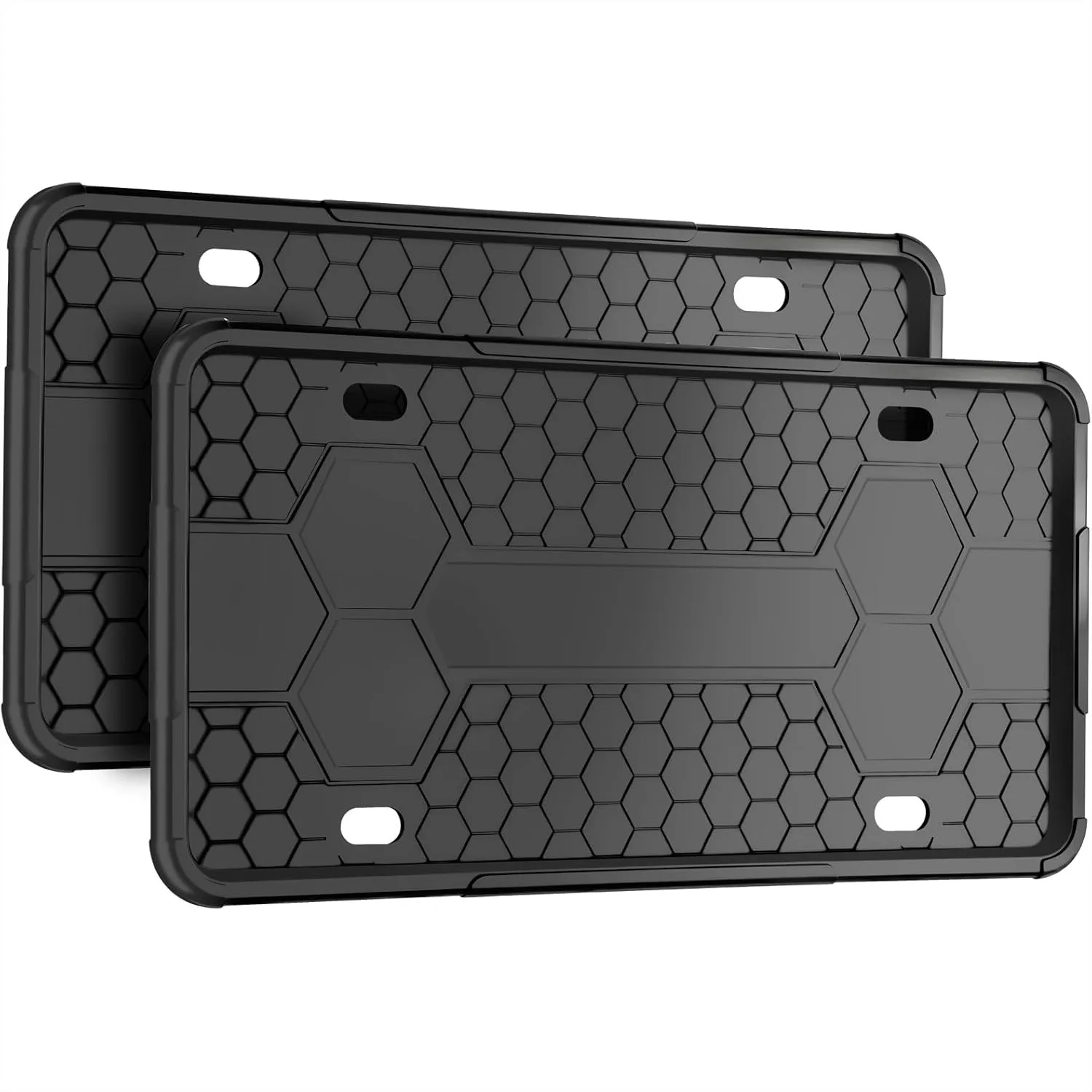 

Matte Black Silicone License Plate Frames, Rust-Proof Rattle-Proof Universal Car Plate Holder with Drainage Holes