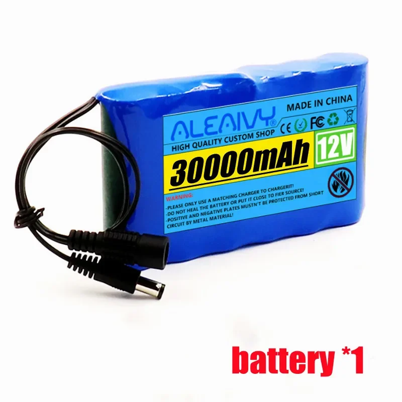 Aleaivy Neue tragbare Super 12V 30000mAh wiederauf ladbare Lithium-Ionen-Akku Kapazität DC 12,6 V 30ah CCTV-Kamera Monitor 12,6 V 1a Ladegerät 4