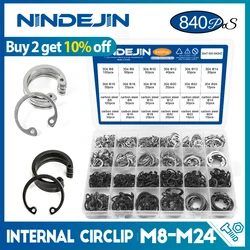 Kit di assortimento di anelli di sicurezza per anelli di sicurezza interni tipo C NINDEJIN per anelli elastici elastici in acciaio al carbonio con foro DIN472