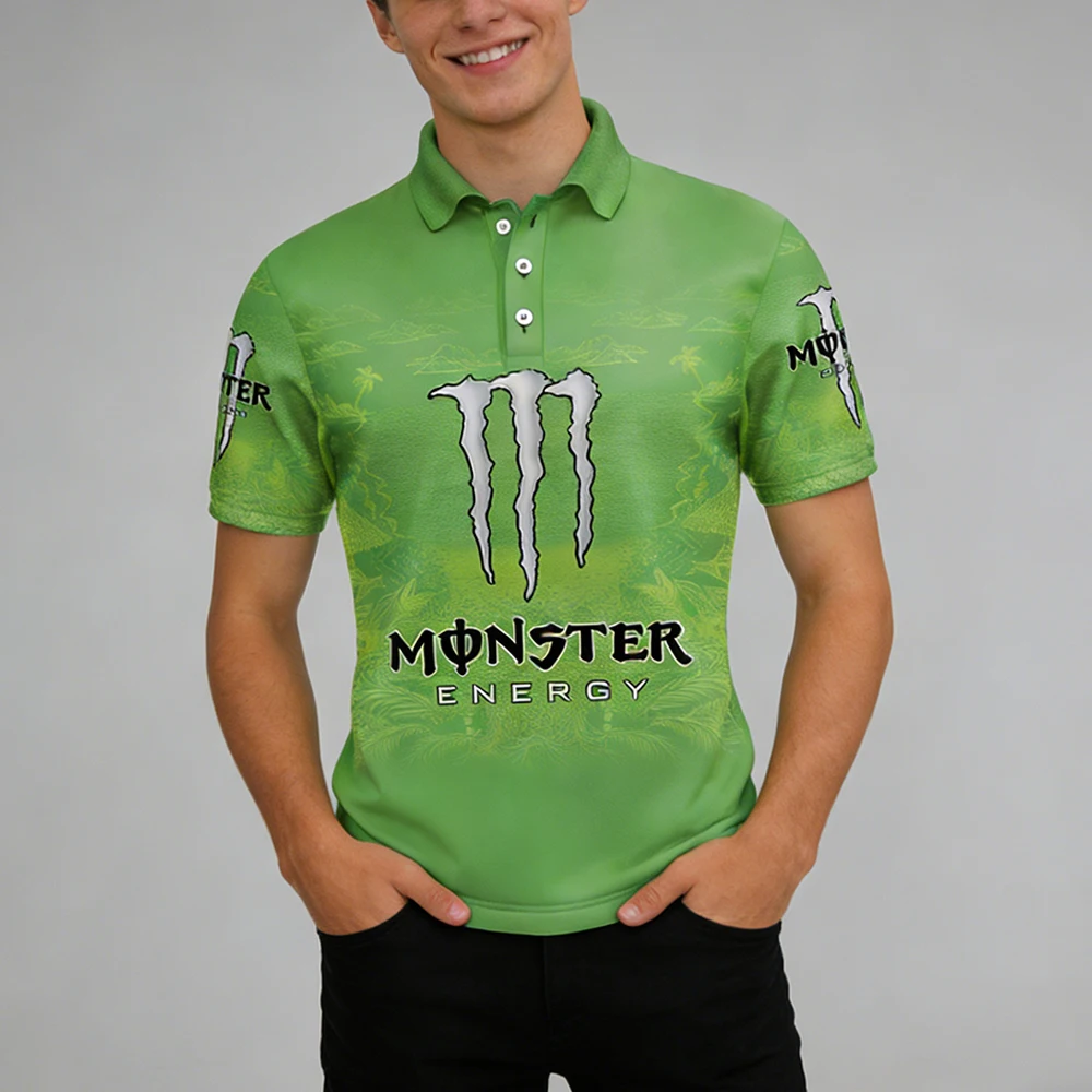 Monster Ultra Paradise Cans-Polo energético para deportes al aire libre, camiseta transpirable de secado rápido para entrenamiento físico para hombre
