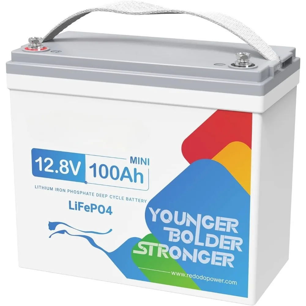 

12V 100Ah Mini LiFePO4 Battery, Smallest Lithium Battery with Upgraded 100A BMS, Max 1280Wh, Up to 15000 Deep Cycles Battery