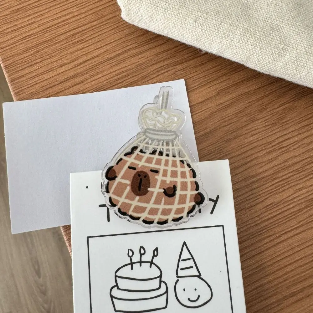 

Creative Acrylic Capybara PP Clip Cartoon Stationery Acrylic Clip Gift Test Paper Clip Student