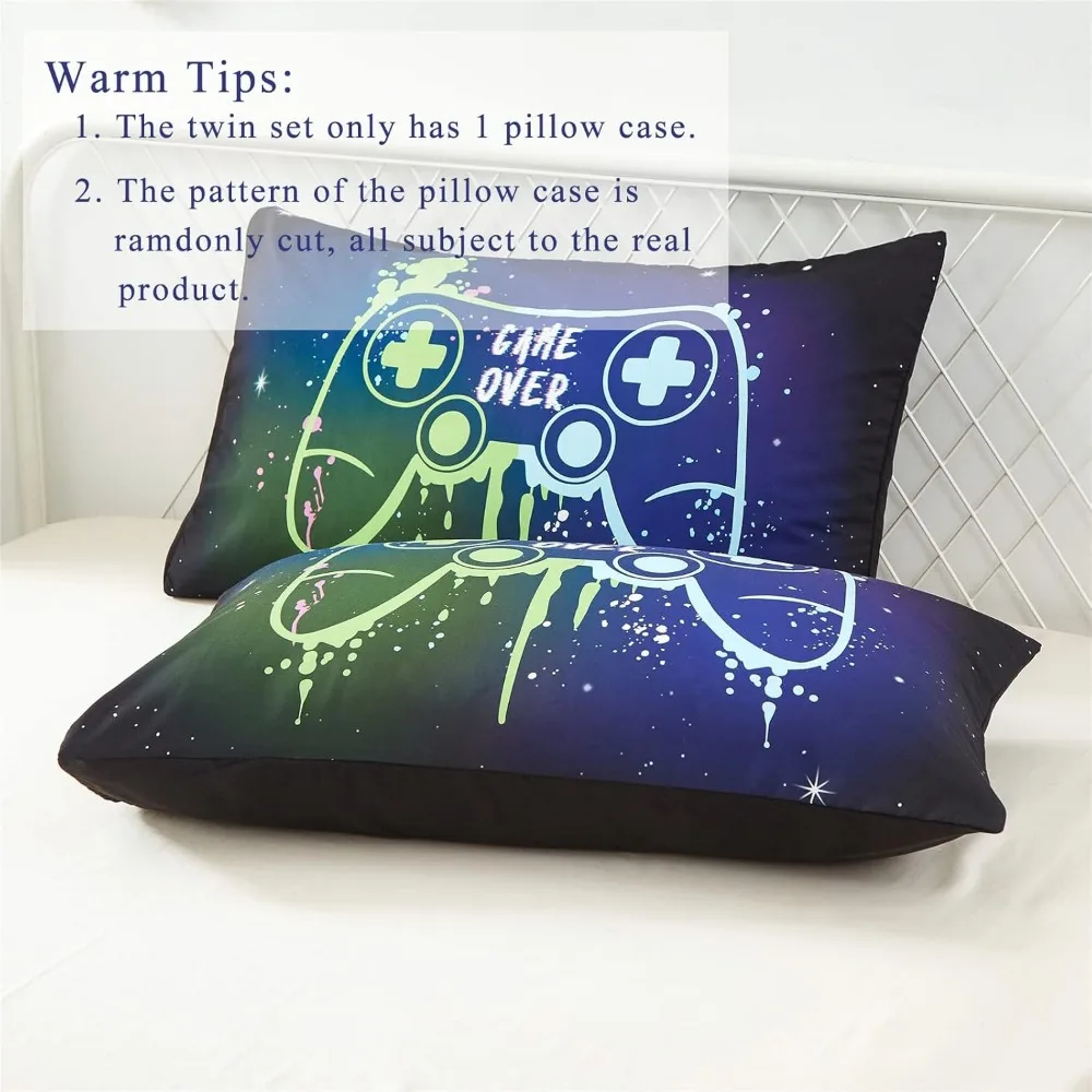 مجموعات مفروشات ألعاب KAKKI Kids مقاس كوين للأولاد المراهقين، سرير مكون من 5 قطع في حقيبة، مجموعة لحاف ألعاب مع ملاءات، لعبة ملونة ثلاثية الأبعاد