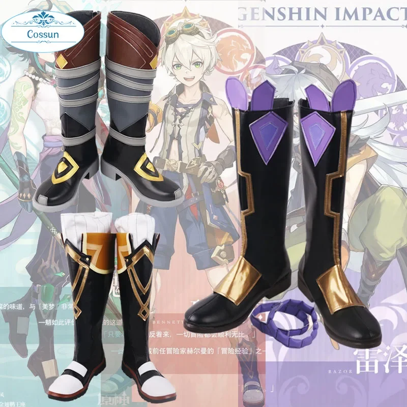

Genshin Impact Razor Bennett Xiao обувь для косплея сапоги аксессуары для Хэллоуина кожаная обувь Mondstadt