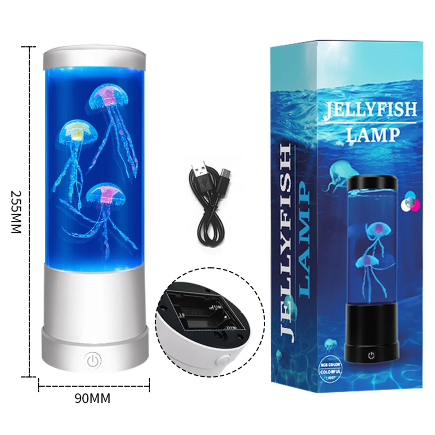 Customization.Wholesale High-quality 8 Inch Led Tube Flash Color Decorative Color Changing Led Jellyfish LAVA Lamp