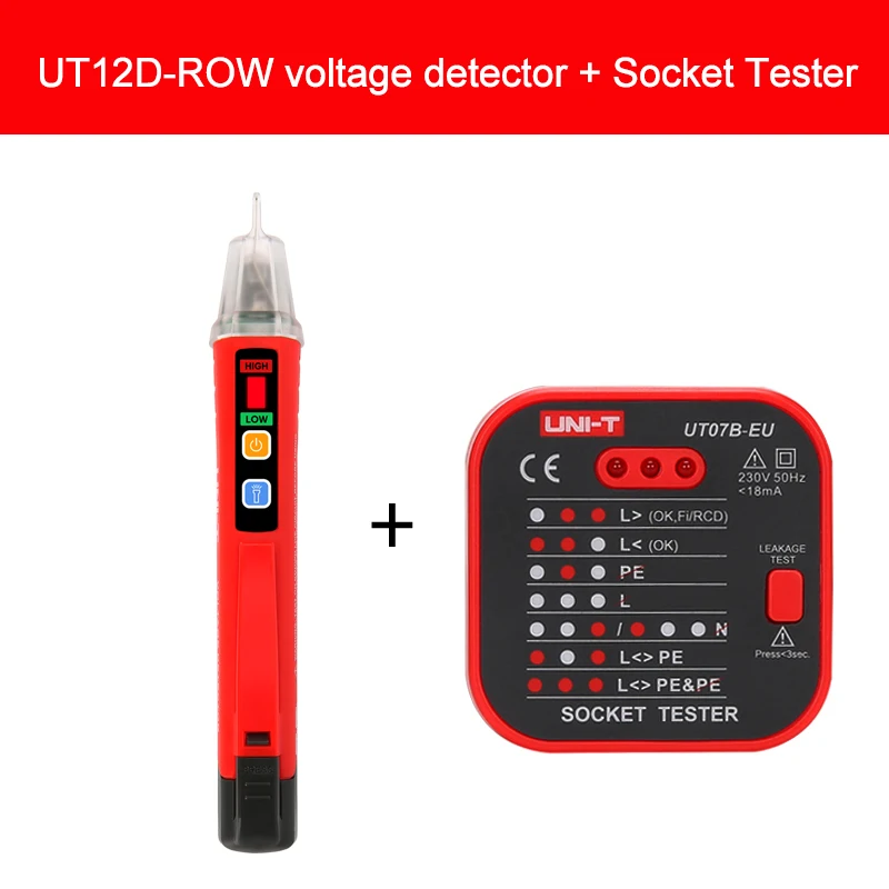 UNI-T AC-spanningsdetector UT12D Contactloze spanningstester 24V-1000V Contactloze elektrische tester Pen Power Sensor LED