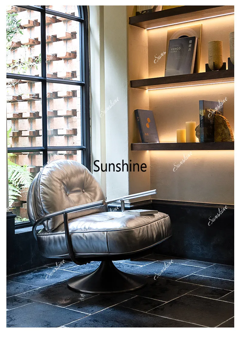 

Italian minimalist single sofa balcony leisure rotating chair