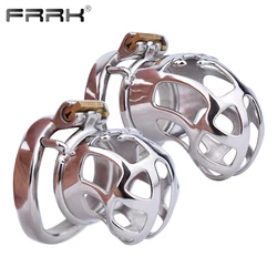 FRRK 115 116 Metal Chastity Cage with 40mm 45mm 50mm 55mm Steel Penis Ring for Adults Men Short Long BDSM Erotic Toys Sex Shop