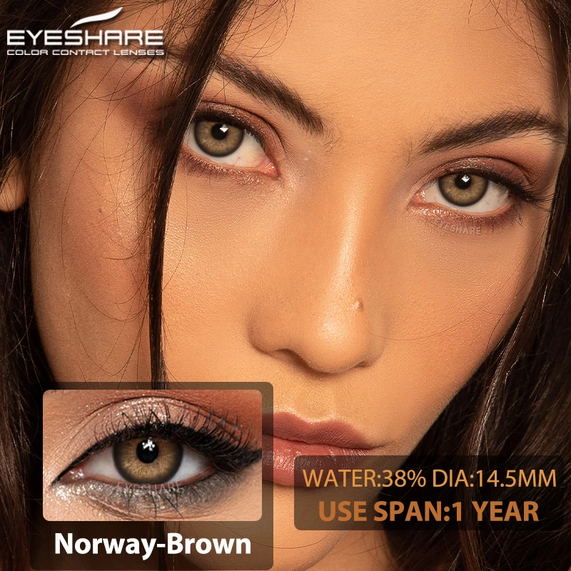 EYESHARE 1pair Colored Contact Lenses Blue Eye Lenses Brown Lenses Gray Pupils Natural Eye Lens Yearly Cosmetic Green Contacts