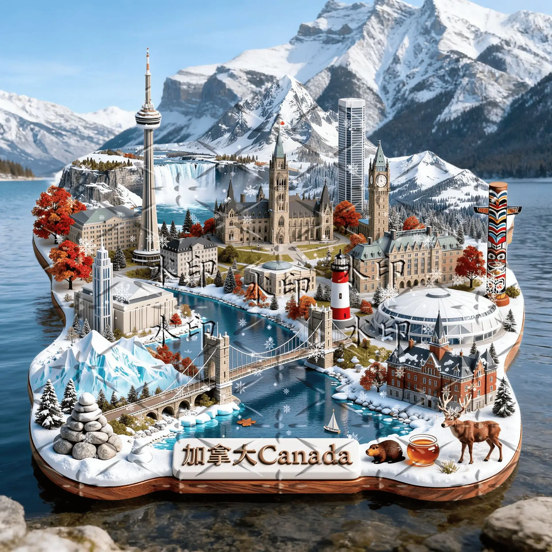 Imã de Geladeira Metálico do Edifício do Parlamento do Canadá com Montanhas Rochosas e Aurora, Presente Criativo de Souvenir de Viagem