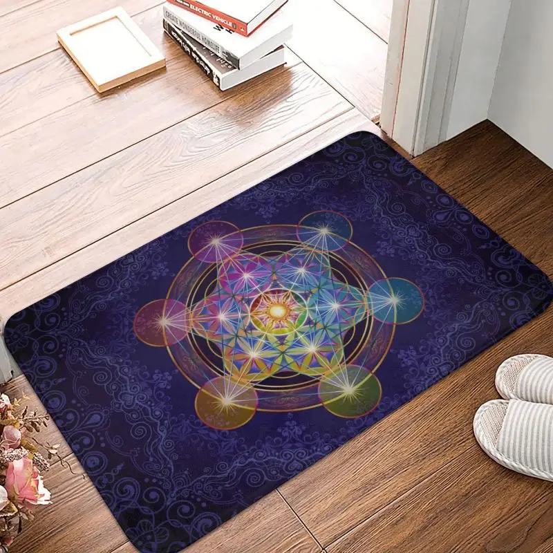 Custom Metatron's Cube Merkabah Doormat Anti-Slip Entrance Kitchen Bath Door Floor Mat Flower of Life Living Room Carpet Rug