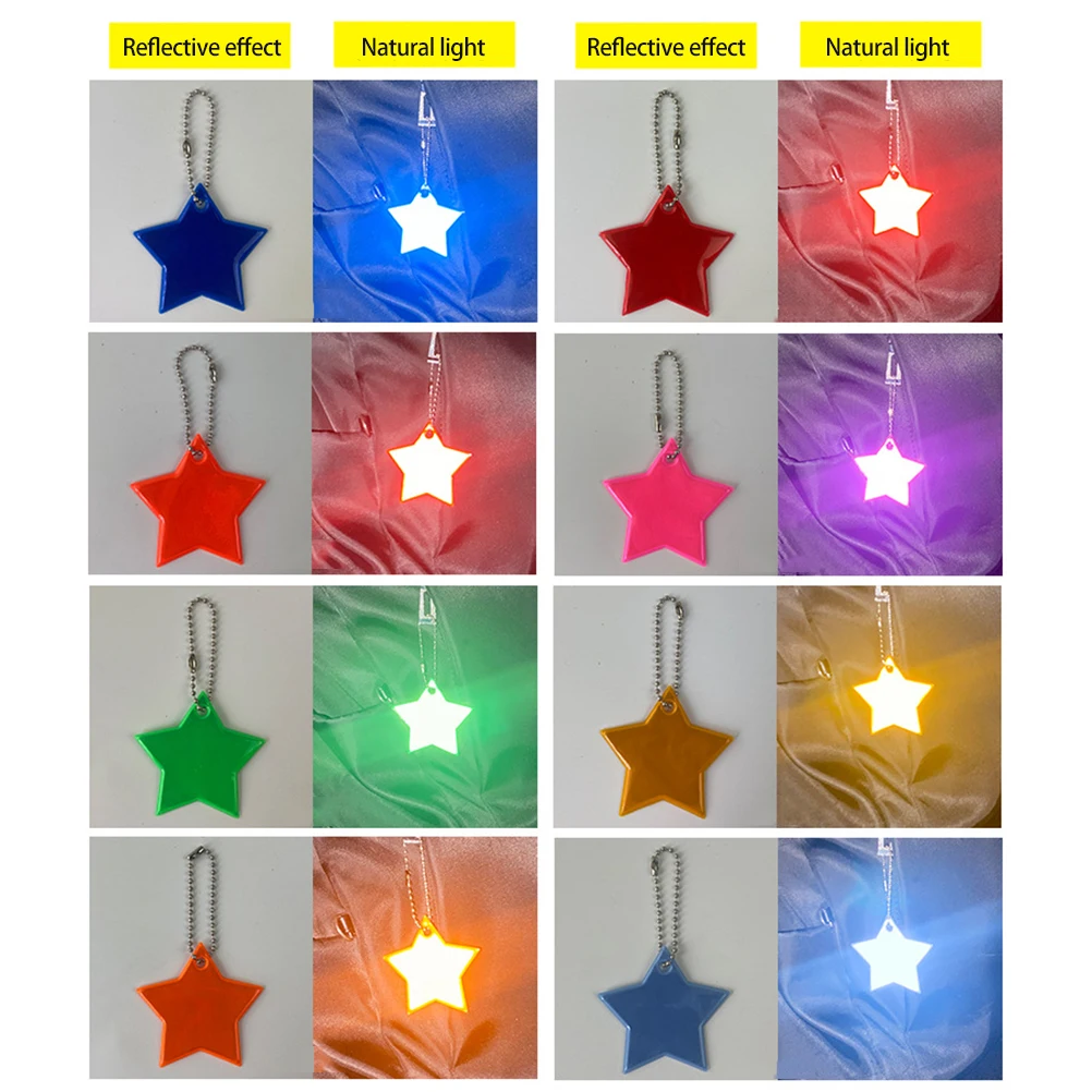 

Star Safety Reflector Kids Pendant for School Bag Backpack Cycling Running 12pcs Random Color