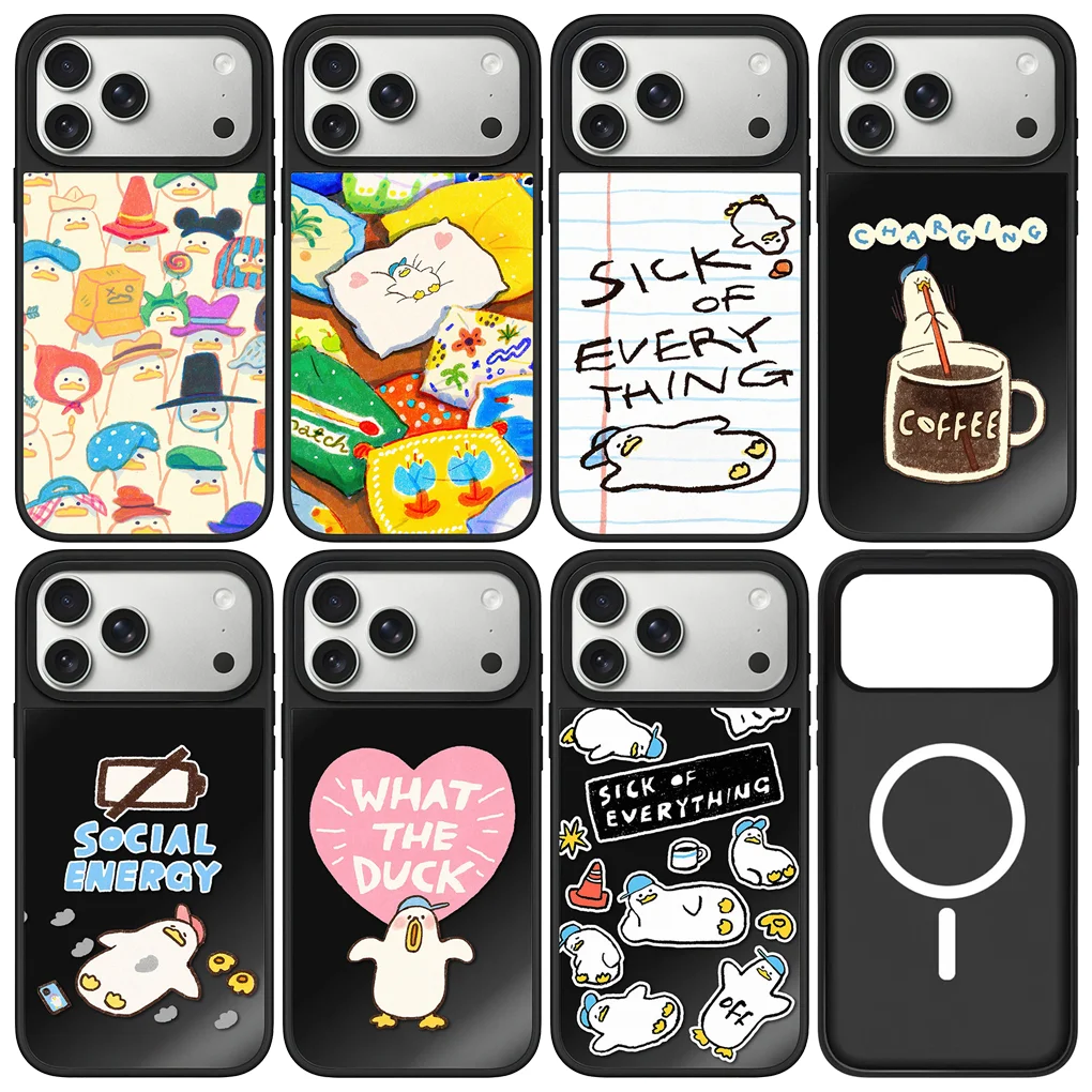 

Cute Duck Coffee Mirror Surface Magnetic Phone Case Cover for IPhone 12 13 14 15 16 17 Pro Max Case for IPhone 17 Air