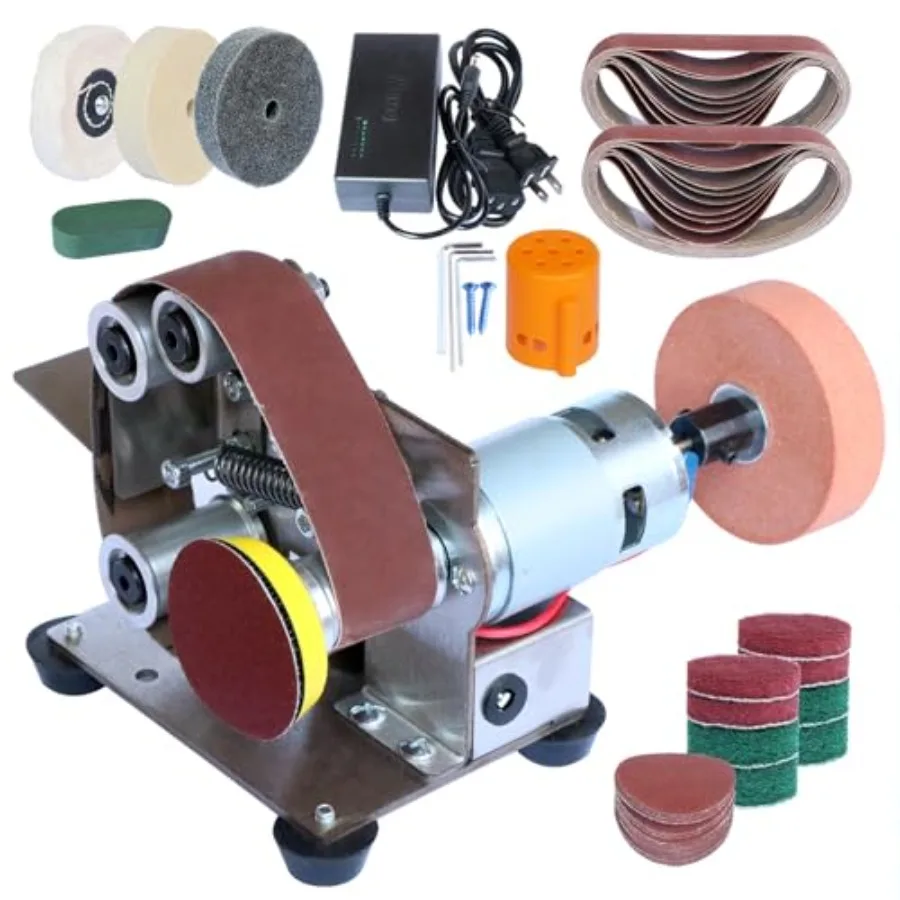 

Electric Belt-Sander Polishing-Grinding Sharpener Adjustable -13 x 1.2in DIY Power Sanding Machine Mini Bench Belt Grinder Kit