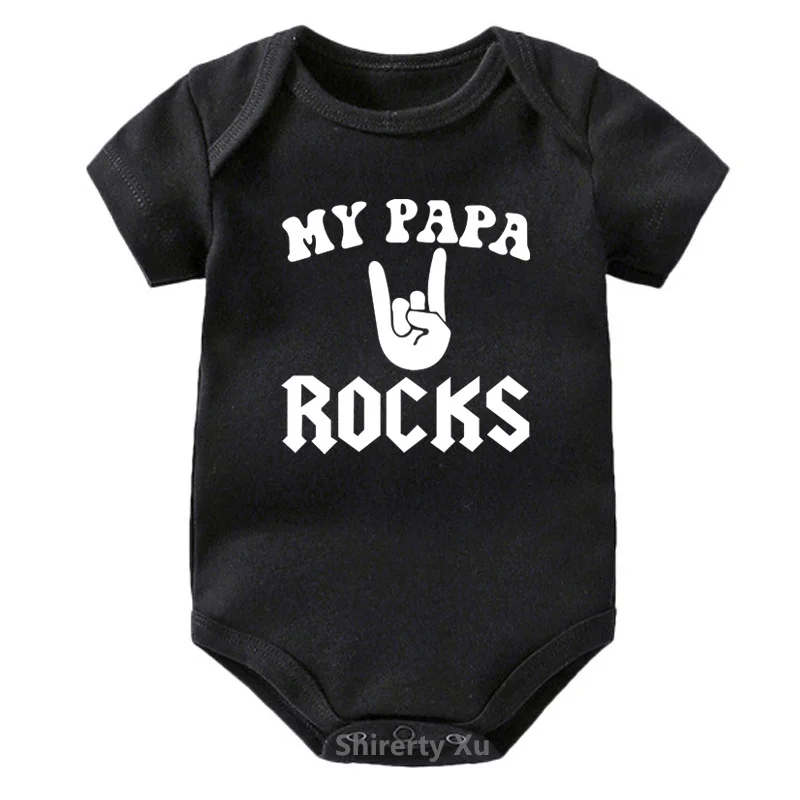 Funny BORN TO ROCK Letters Print Newborn Baby Bodysuit Black Onesie Body Baby Girls Boys Clothes Summer Cotton Outfits