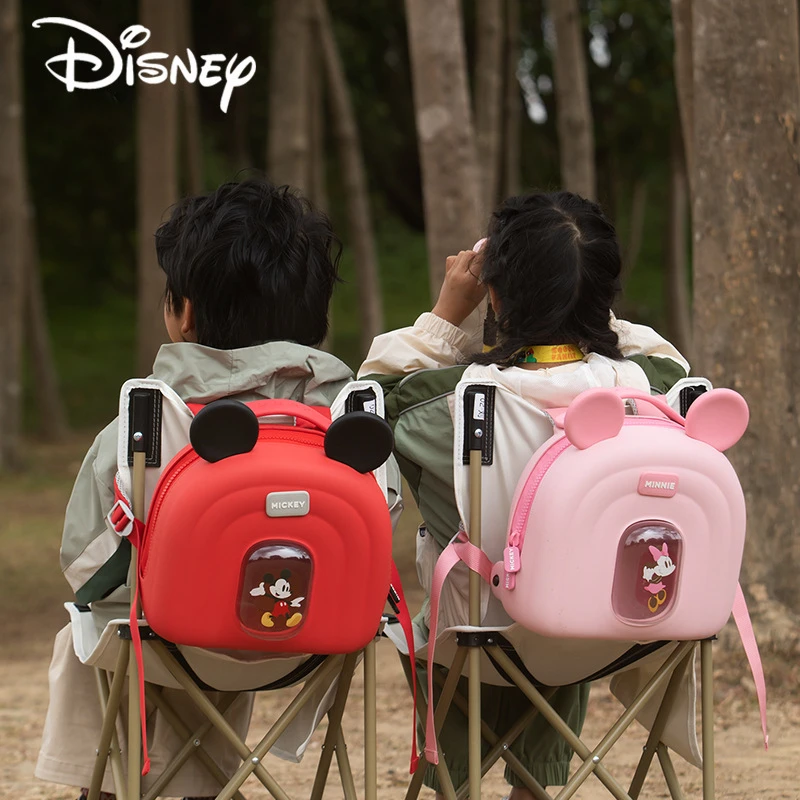 Disney Children Backpack Mickey Minnie Kindergarten Schoolbag Kawaii Outdoor Travel Bag EVA Waterproof Zipper Storage Backpack