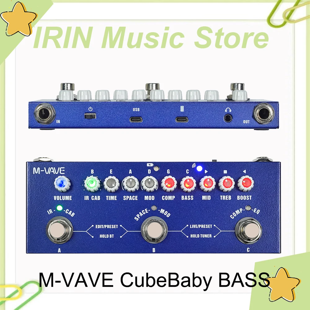 M-vave Cube BABY دواسة متعددة التأثيرات للجيتار الكهربائي/الجهير/الجيتار الصوتي 8 خزائن الأشعة تحت الحمراء محاكاة تأثير دواسة قابلة للشحن #1
