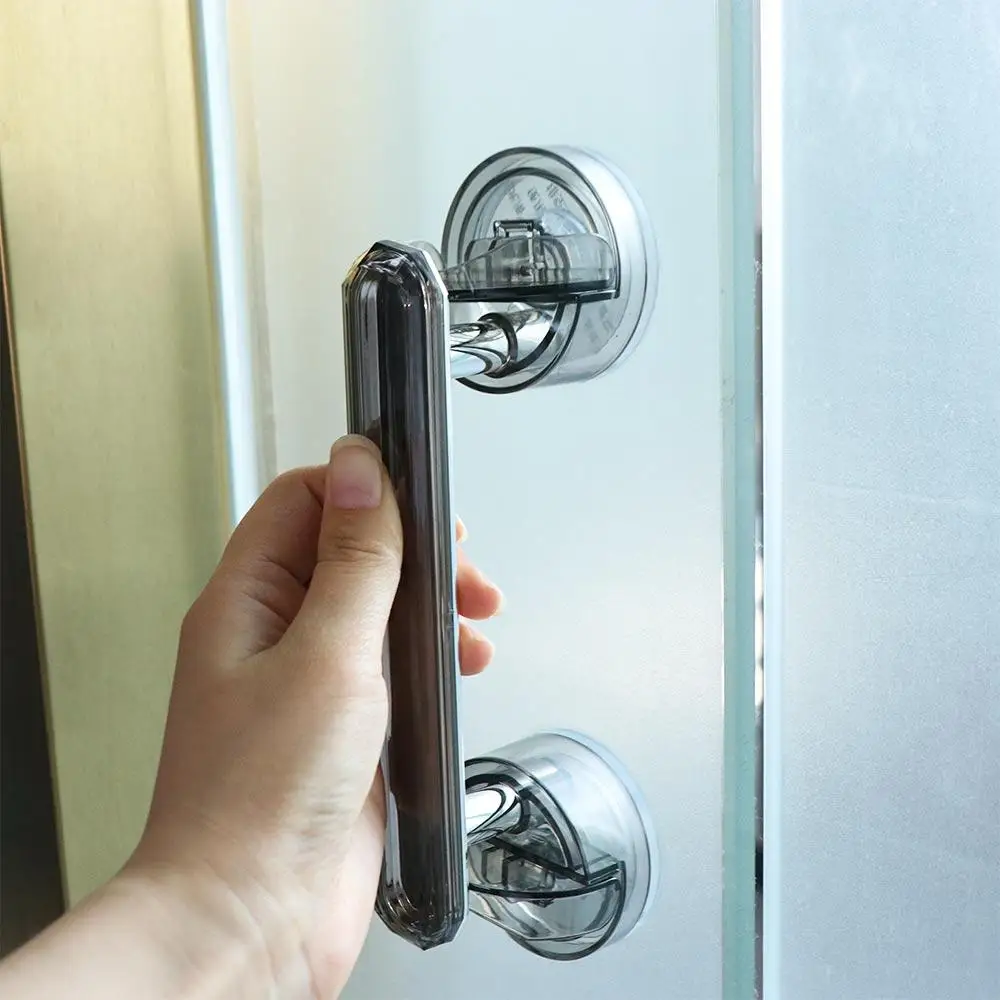 Manija de puerta con ventosa antideslizante sin agujeros, sin perforación manija de puerta corredera, barandilla de puerta de vidrio de seguridad No perforada, bañera