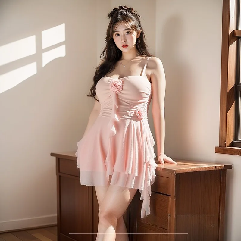 

Большой размер, милые подтяжки с рюшами, женское сетчатое прозрачное нижнее белье, мини-платье с 3D цветами, ночная вечеринка, Клубная одежда, Vestidos