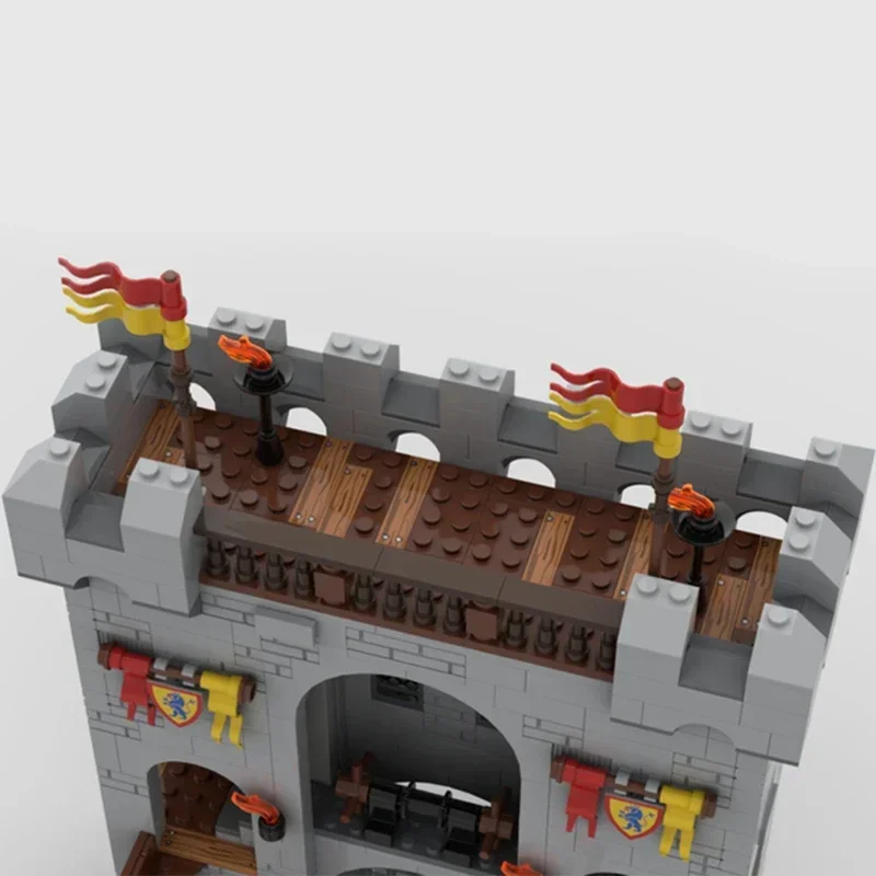 Średniowieczna Fortress Model Moc Klocki konstrukcyjne Zamek lwa Brama Technologia Klocki modułowe Prezenty Zabawki świąteczne Zestawy DIY Montaż