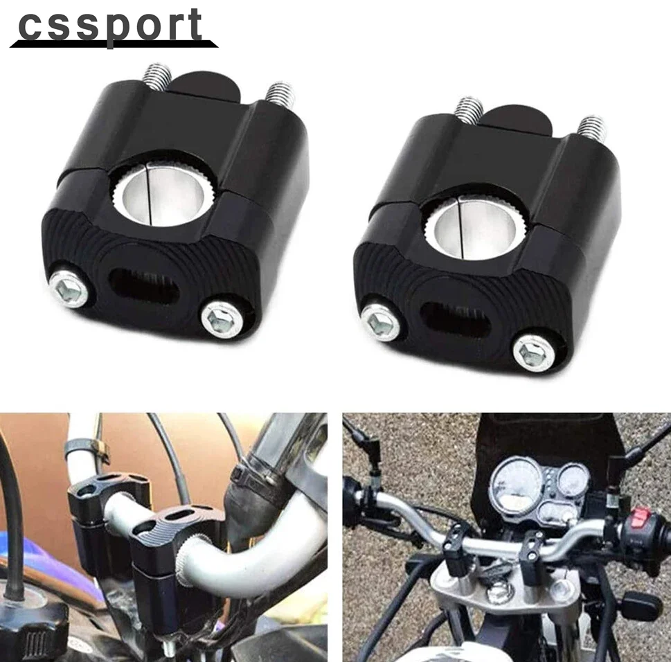 Adaptor Pengangkat Klem Dudukan Batang Gemuk Stang Hitam 7/8 "hingga 1 1/8" Sepeda Motor Trail
