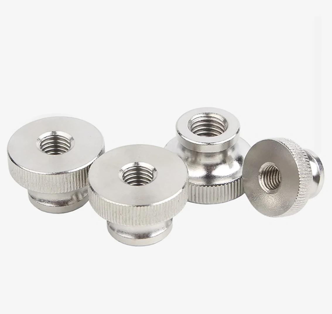 M3 M4 M5 M6 M8 M10 M12 304 Stainless Steel Knurled Thumb Nuts Through Hole Hand Grip Knobs Step Nut Hardware Accessories