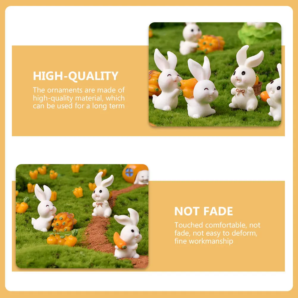 

21Pcs Cute Bunny Shape Resin Micro Landscape Decorations for Garden Outdoor Indoor Layouts Mini Rabbit Garden Ornament Craft