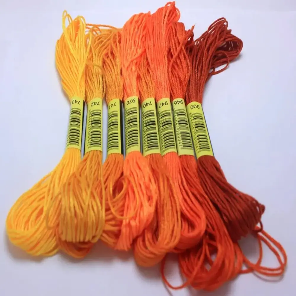 Unique Cross Stitch Thread Craft Gradient Color Floss Sewing Skeins 24 Pieces /8 Meters /6 Strands Polyester Cotton