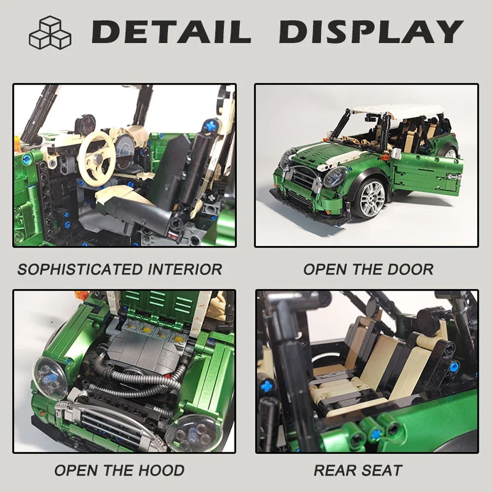 Beroemde Auto Klassieke Model Bouwstenen Groene Weg Mini Auto Technische Modulaire Stad Bakstenen Mode Plastic Speelgoed Voor Kinderen Geschenken