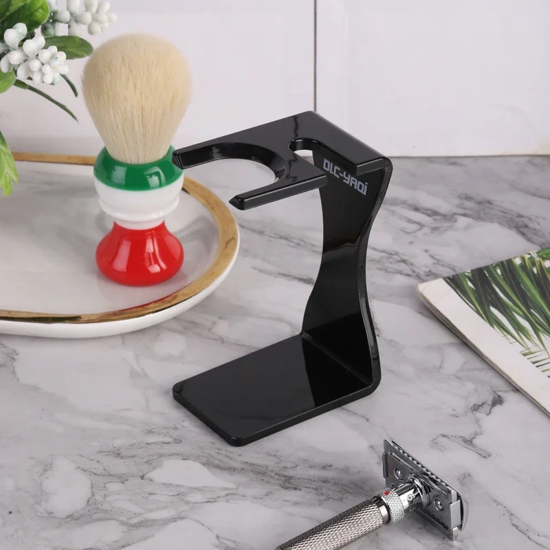 Yaqi Creamy Black Solid Color Cheap Shaving Brush Razor Holder For Men Shaving Brush Tool Fashion Simple Travel Shaving Holder